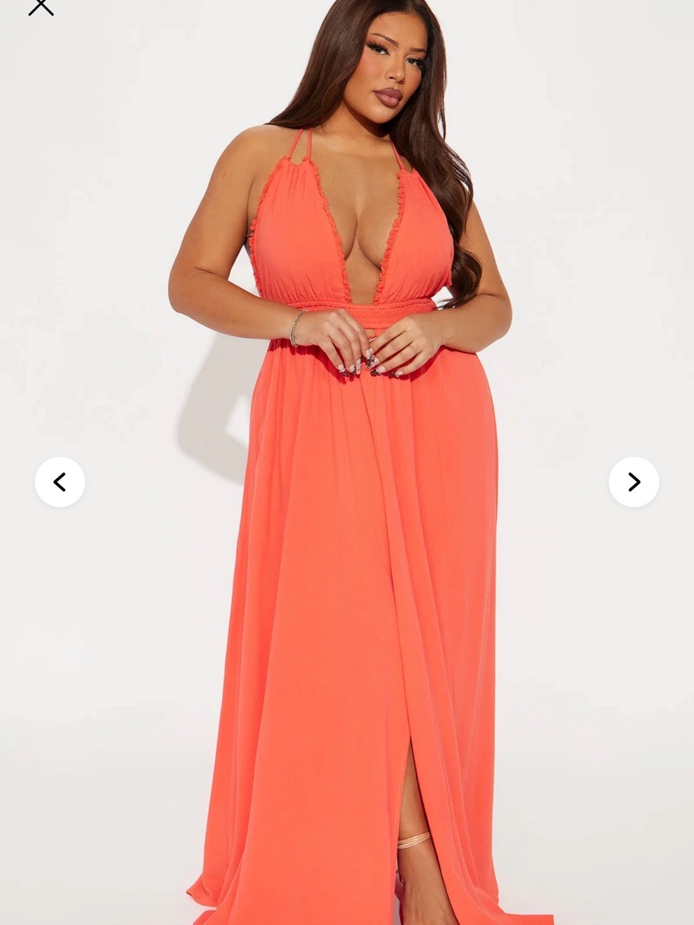 Fashion Nova Coral-Orange Halter Dress